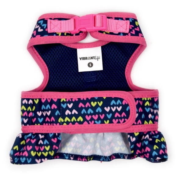 NWT Vibrant Life Harness. Pink & Navy with hearts & bow Small (up to 15 pounds) - Picture 3 of 9